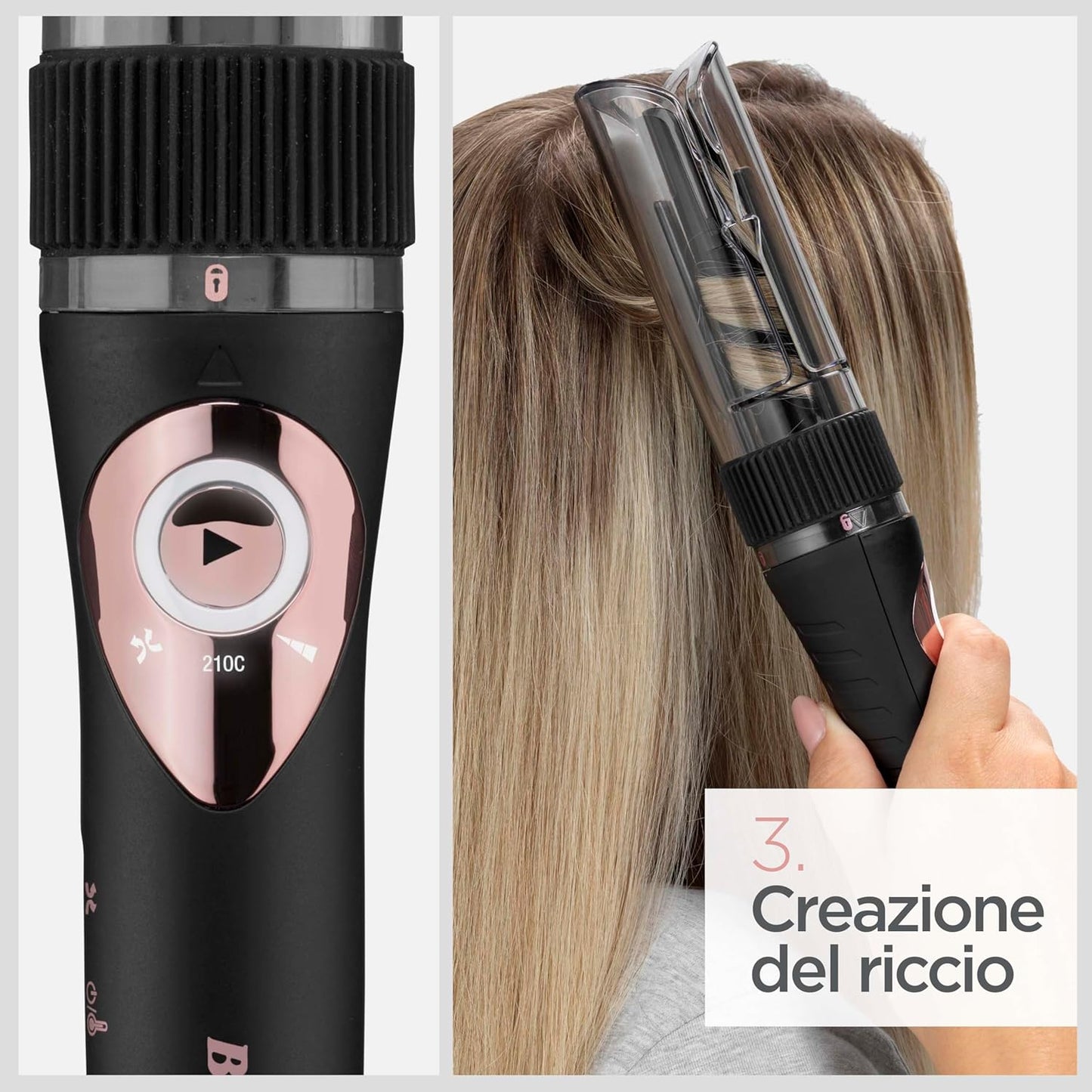 BaByliss C1031E Curl Secret Lite Automatic Curl Curl with Auto Curl Technology, Ceramic Coating, 3 Curl Directions, 5 Temp, 3 Stroke Times, Auto-Curl Technology, Multi-Voltage