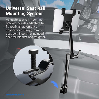Arkon TAB801 22-Inch Heavy-Duty Aluminum Seat Rail Universal Tablet Mount
