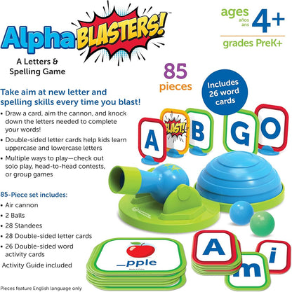 Learning Resources Alphablasters! Letter & Spelling Game - 85 Pieces, Ages 4+ Toddler Preschool Learning, Educational Indoor Games, Preschool Alphabet, Toddler Brain Games