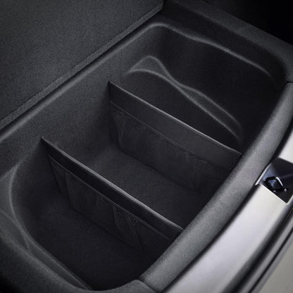 KMMOTORS Sub Trunk Divider of under-floor Compatible for Model Y, Model 3 – Hidden Trunk Organizer – Dividers with Mesh Pockets for Storage Separation (Set of 2)