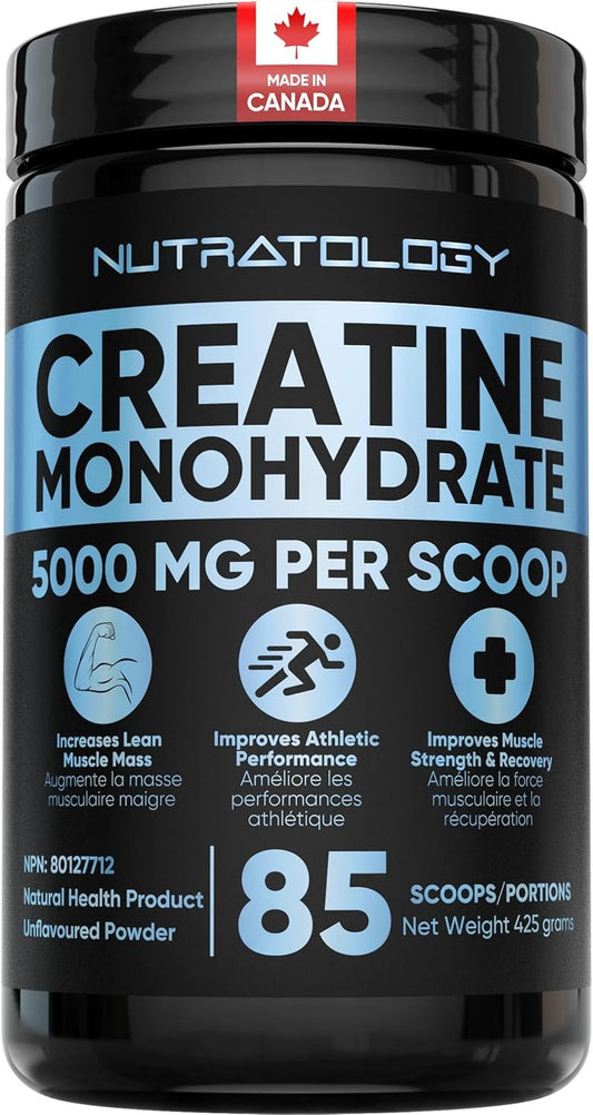 Creatine Monohydrate Powder 425g - For Increased Muscle Growth & Performance - Pre-workout Muscle Builder - Supports Athletic Performance - Creatine Powder for Workouts - 85 Servings