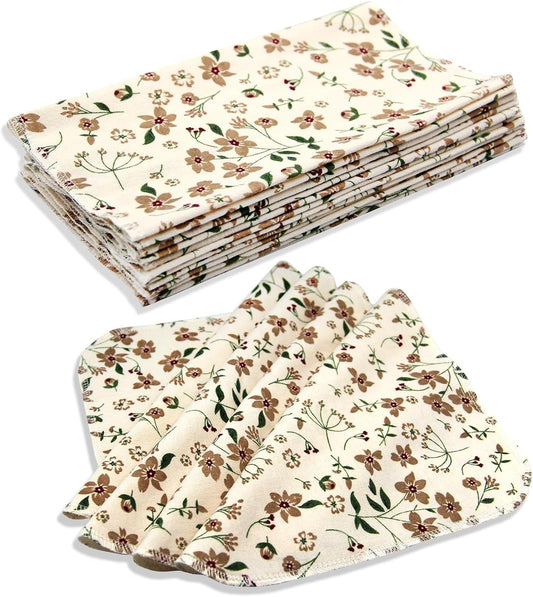Pinowu Reusable Paper Towels Cotton Cloths (12pcs), Absorbent Kitchen Dishcloths (10x10 inch) Washable Paperless Towels Zero Waste Alternative Napkins for Kitchen Household Cleaning