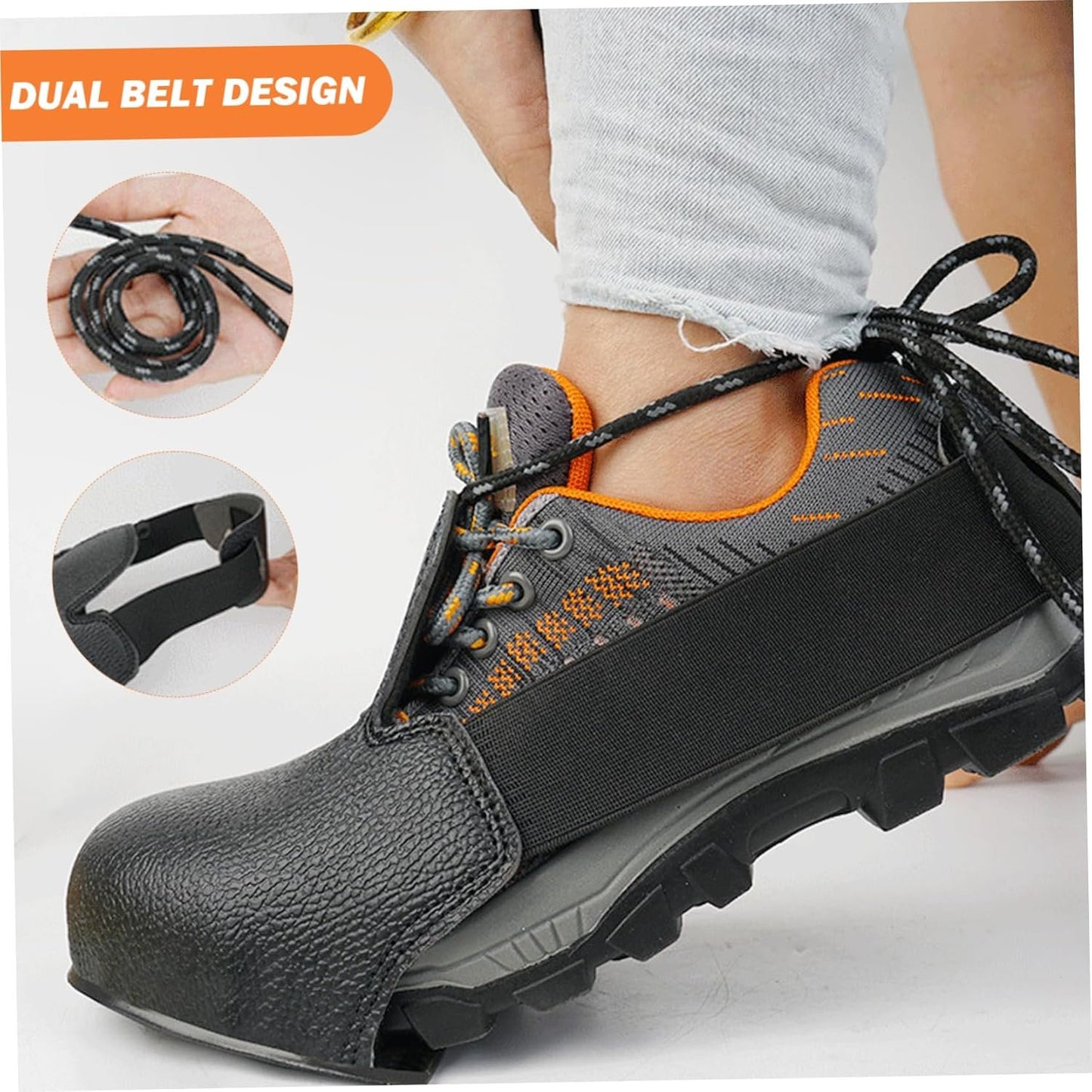 1 Pair Steel Toe Inserts for Shoes, Anti-Smash Overshoes with Elastic Strap, Metatarsal Guard for Safety Boots & Footwear Protection