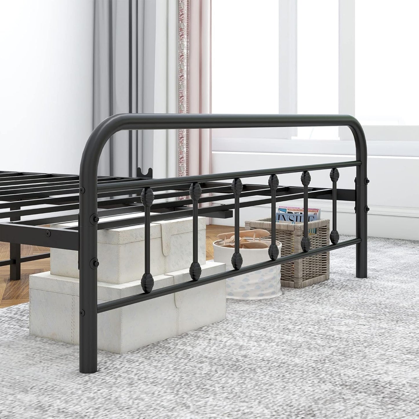 DUMEE Full Bed Frame with Headboard and Footboard Metal Platform Bed Frame Full Size Bed Slats Support No Box Spring Needed,Textured Black