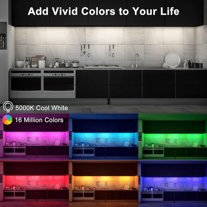 maylit Smart Under Cabinet Lights Plug in, 6 Pcs 12 Inch Ultra Thin Under Cabinet Lighting, Multicolor Under Counter Lights for Kitchen, Dimmable Mood Light for Cabinet, Counter, Workbench