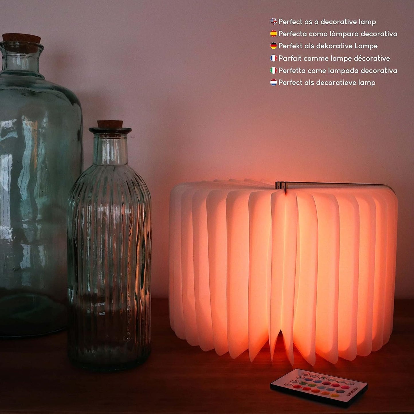 BONNYCO LED Folding Wooden Book Lamp with Remote Control 16 Colours and Timer Lamp Book Decorations Home, Bedroom and Office | Original Gift Idea for Women and Men for Birthday Christmas