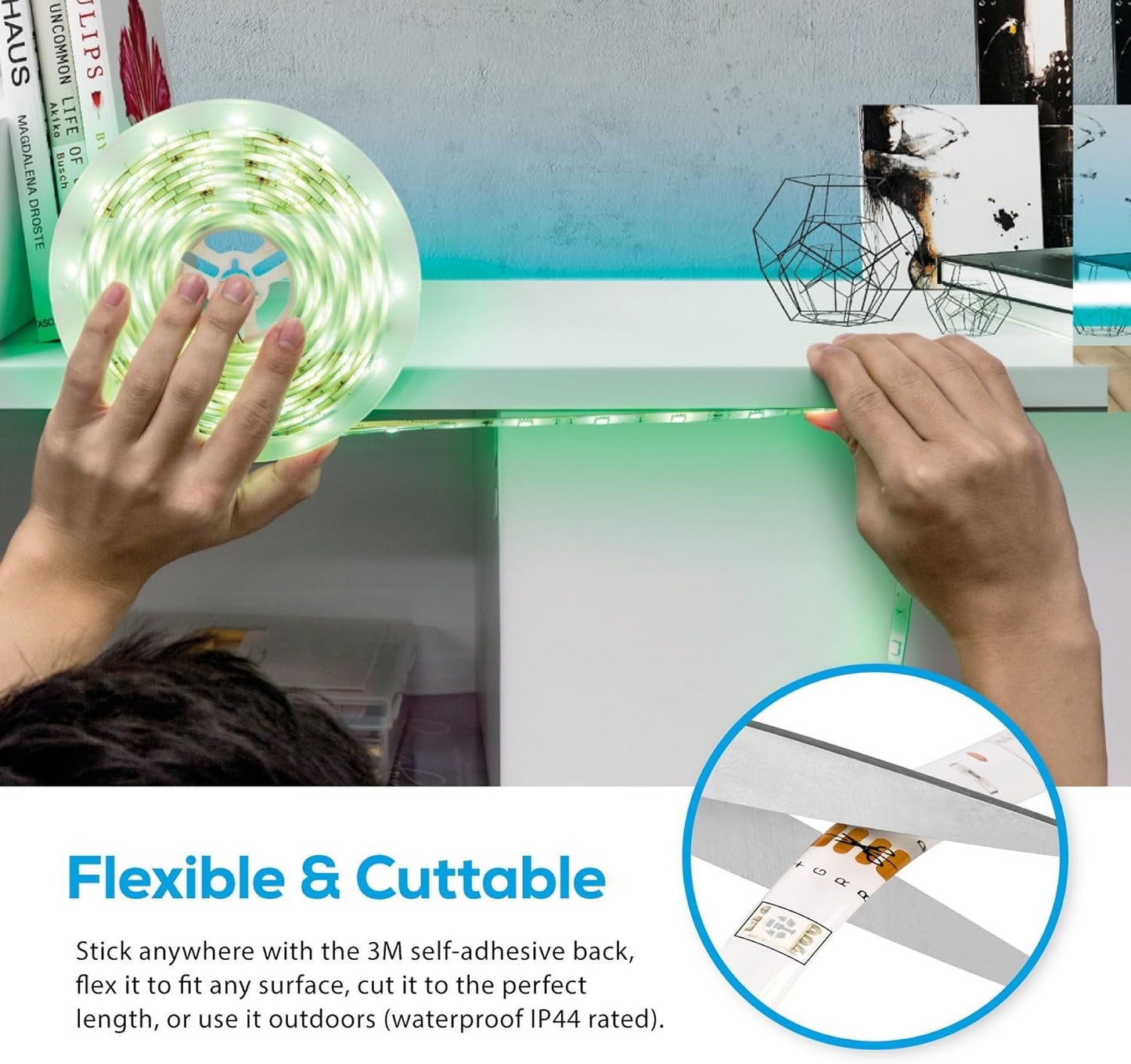 Geeni Prisma Strip Lighting Smart Wi-Fi Color Changing LED Light Strip Kit, Voice Control, Weatherproof, 9.8 ft