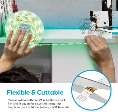 Geeni Prisma Strip Lighting Smart Wi-Fi Color Changing LED Light Strip Kit, Voice Control, Weatherproof, 9.8 ft