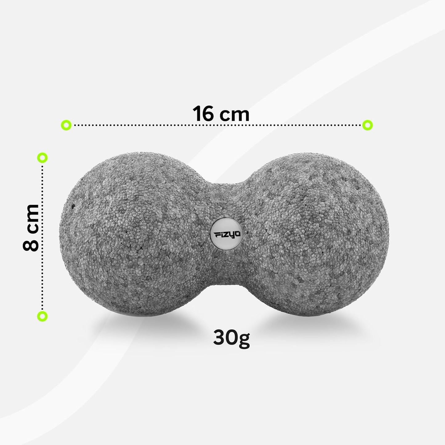 FIZYO Double EPP Massage Ball 16x8cm - Muscle Massager for Back, Neck, Foot and Trigger Point for Physical Therapy, Yoga, CrossFit, Pilates, Recovery and Rehabilitation (Grey)