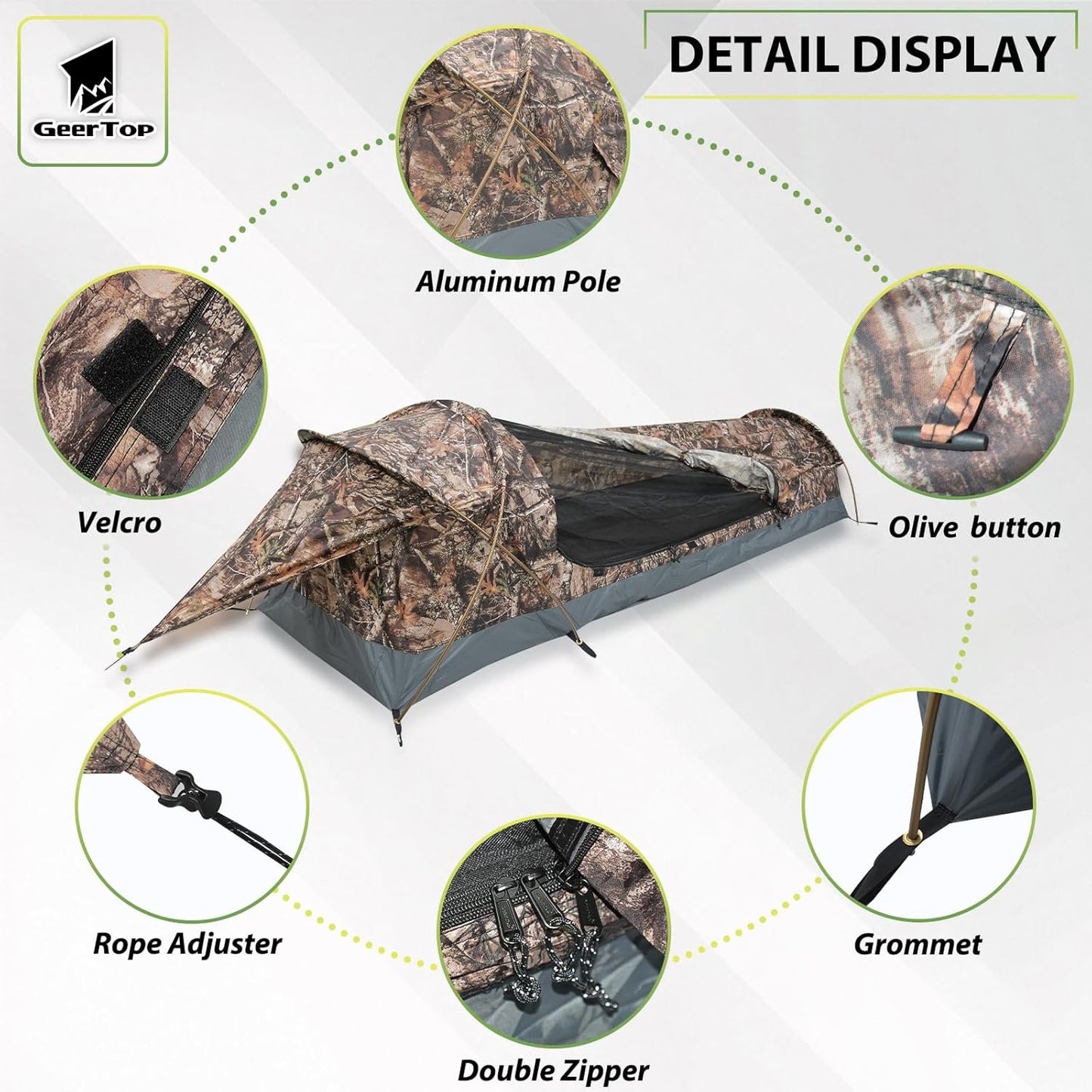 GEERTOP Ultralight Backpacking Tent 1 Person Waterproof Camping Bivy Single Man Tent for Hiking Motocycle Camp Outdoor Travel