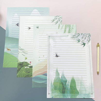 IMagicoo 50 Lined Writing Stationery Paper - Beautiful Design Writing Letter Paper Set, 10 Different Style