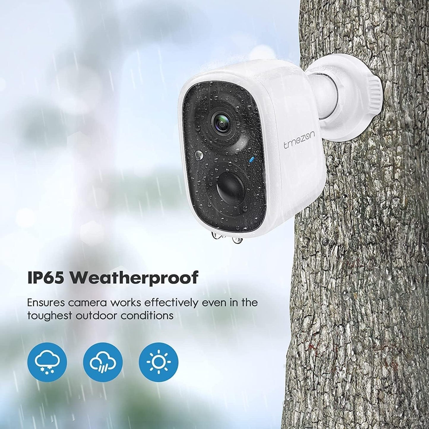 TMEZON 1080p Indoor/Outdoor Security Wireless Camera,Rechargeable Battery/Solar Powered for Home Surveillance, PIR Motion Detection, Stunning Night Vision, Smart Home Supported,Without Solar Panel