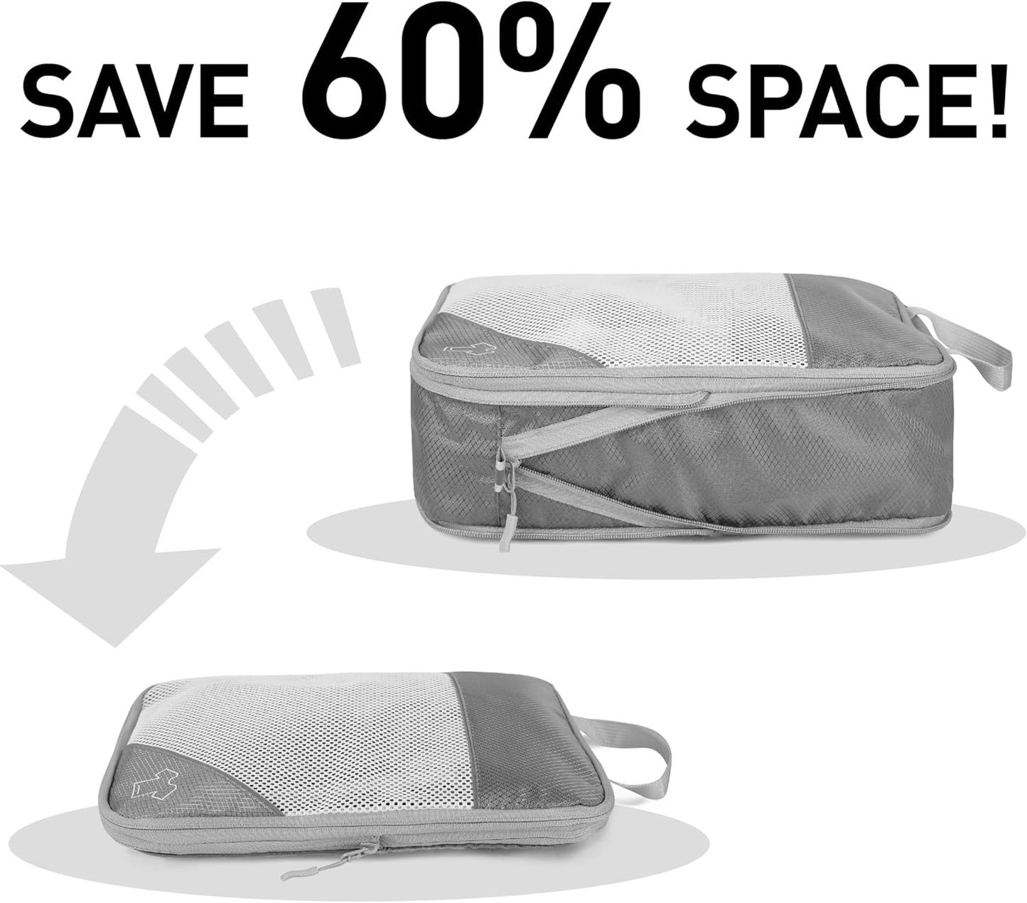 9pcs Compression Packing Cubes Set, Ultralight Expandable Travel Organizers for Carry on Luggage,Waterproof Cubes,Travel Packing Cubes for Suitcases (Grey)