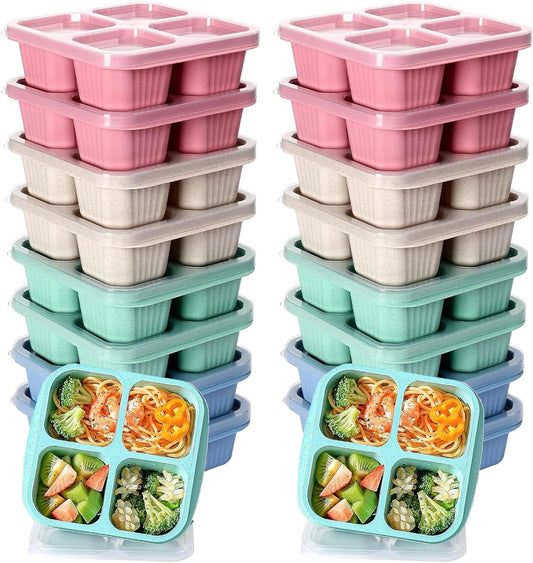 Kakating 16-Pack Bento Snack Boxes - Double Compartment Condiment Containers | Meal Prep Containers Reusable - Lunchable Container Adult