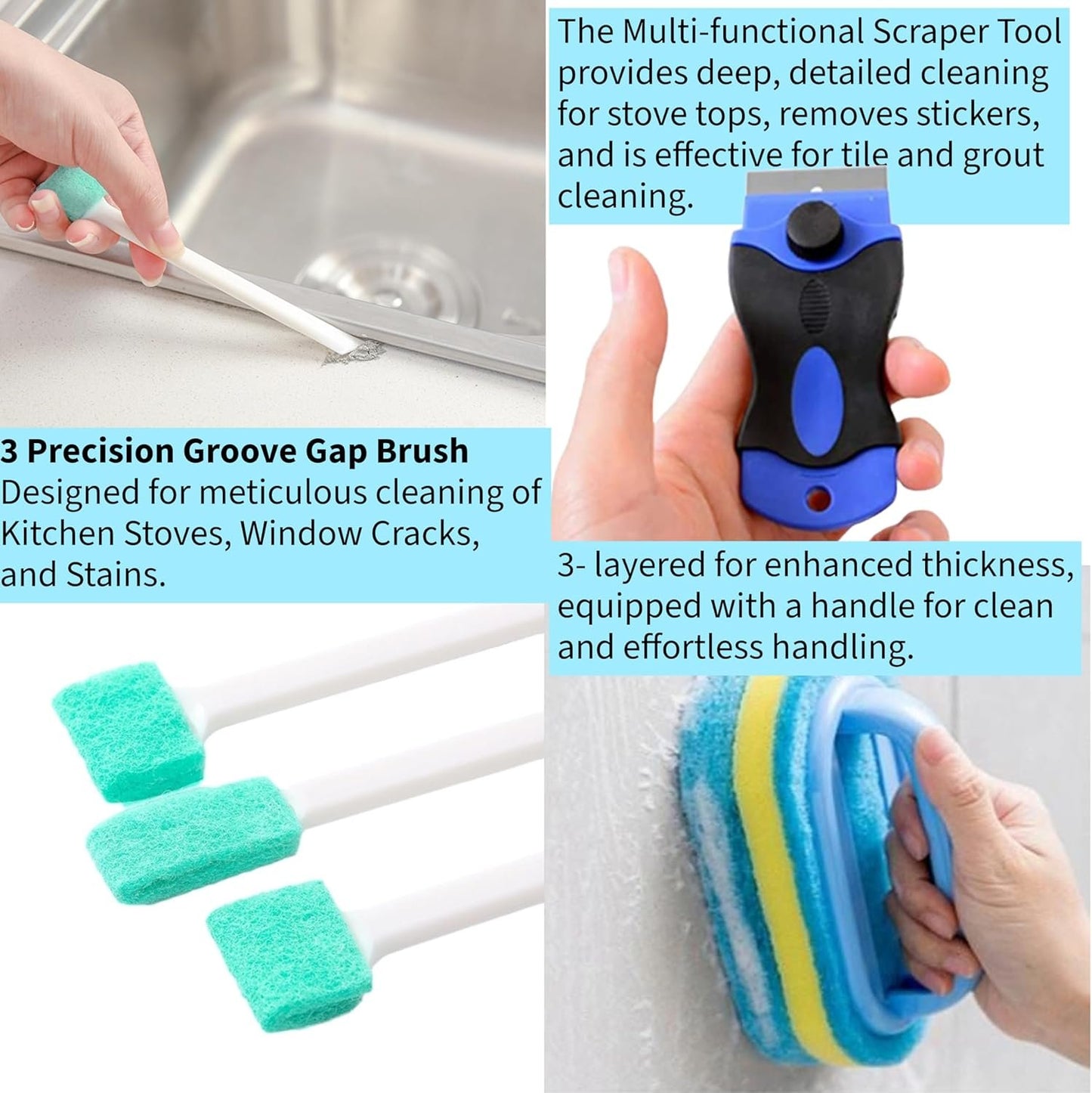 Cleaning Supplies Scrub Brushes for Crevice Brush Cleaning Brushes Scrubber Dust Sponge Tools Cleaning Essentials Set of 10 Cleaning Brush