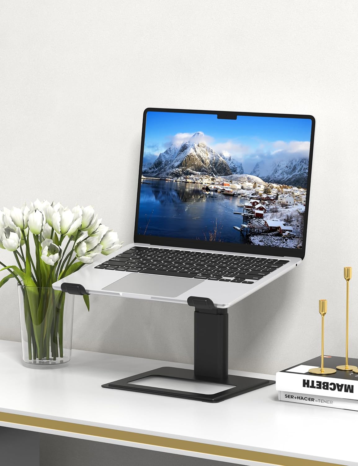 Soundance Adjustable Laptop Stand for Desk, Computer Stand, Ergonomic Laptop Riser Holder Compatible with 10 to 17.3 Inches Notebook PC Computer, Black