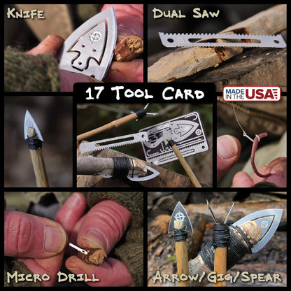 Tiny Survival Card: A 17-Tool Survival Kit with Knife That Fits in Your Wallet - Ultimate EDC, Multitool Card for Your Wallet - Great Gift! 5-Pack