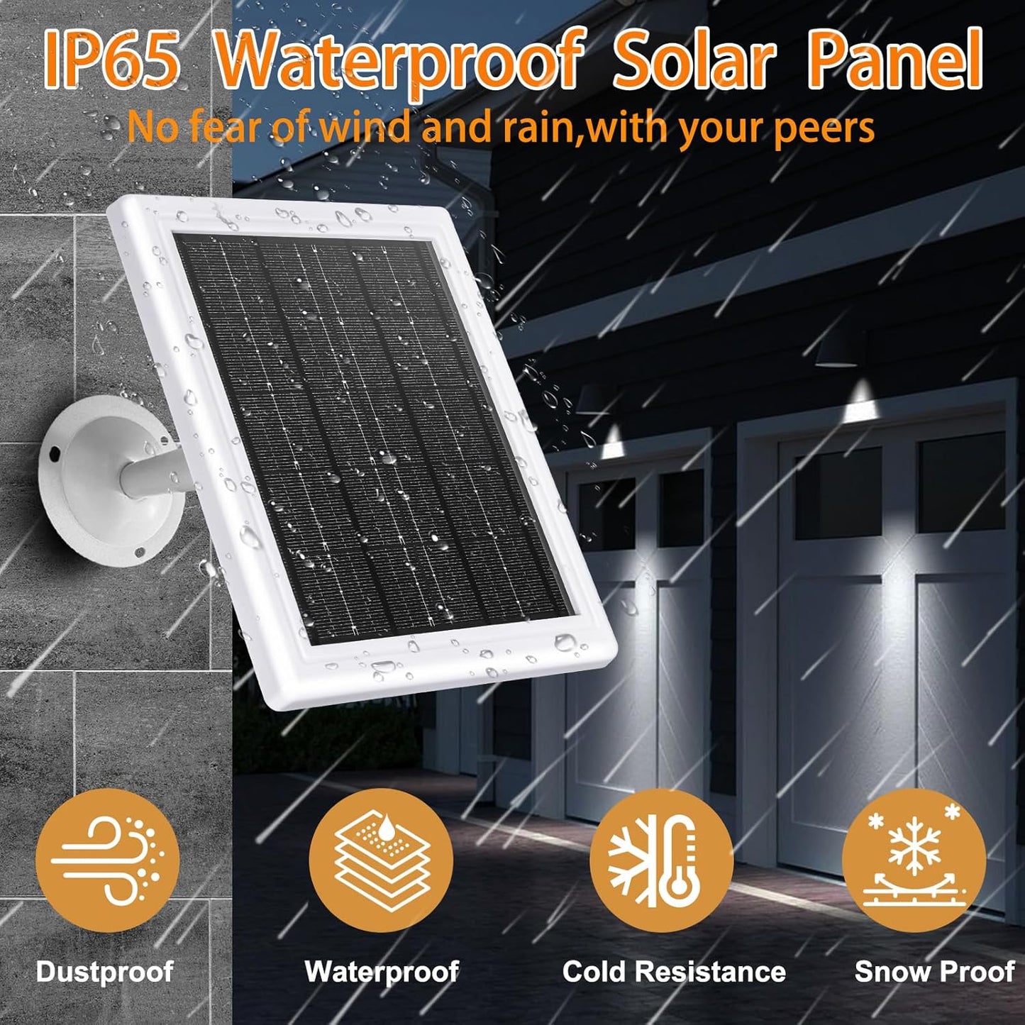 Ring Doorbell Solar Charger 5W 12VAC Compatible with Ring Video Doorbell 3/3+/4, Battery Video Doorbell Pro, 16.4ft Waterproof Charging Cable, 360°Adjustable Mount
