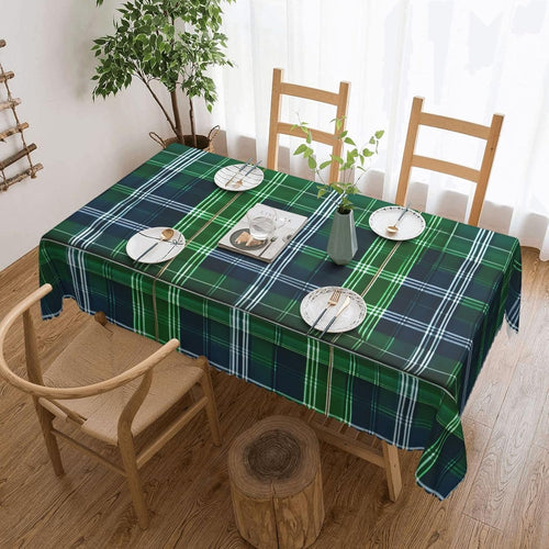 JEJEA Blue Scottish Tartan print Rectangle Tablecloth Waterproof Wrinkle Free Table Cloth For Kitchen Dining Tabletop
