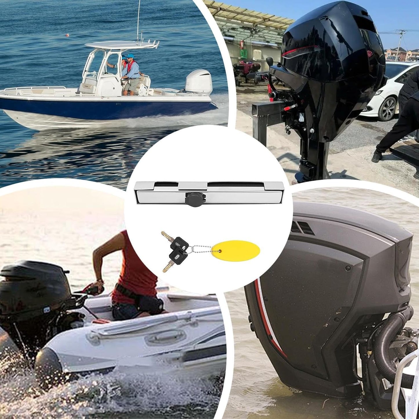 Outboard Motor Lock, Adjustable Boat Motor Protection, 11.96in Stainless Steel Engine Tools, Marine Security Device for Beginners, Professionals, Outdoor Safety Accessories