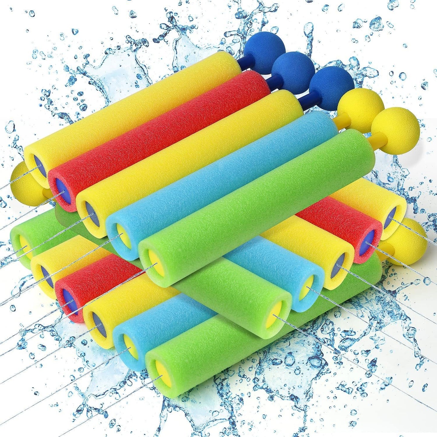 Water Gun, 16Pcs Foam Squirt Guns for Kids, 30 ft Range Pool Toy Water Squirter, Foam Water Gun Shooter for Summer Swimming Pool Beach