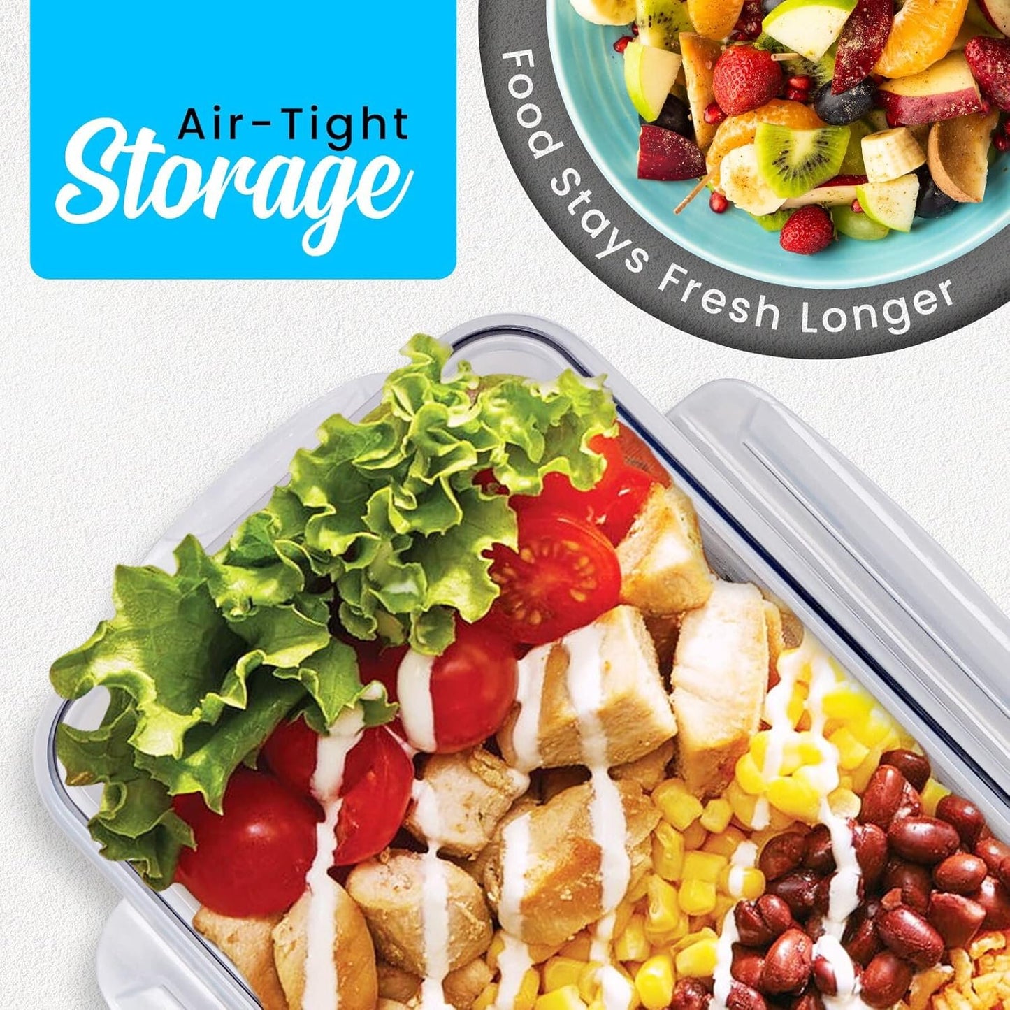 RFAQK 52 Pcs Food Containers with Lids-(26 Clear Plastic Food Storage Containers with 26 Lids) BPA-Free 100% Airtight Kitchen and Pantry Organization, Microwave,Safe with Labels & Marker