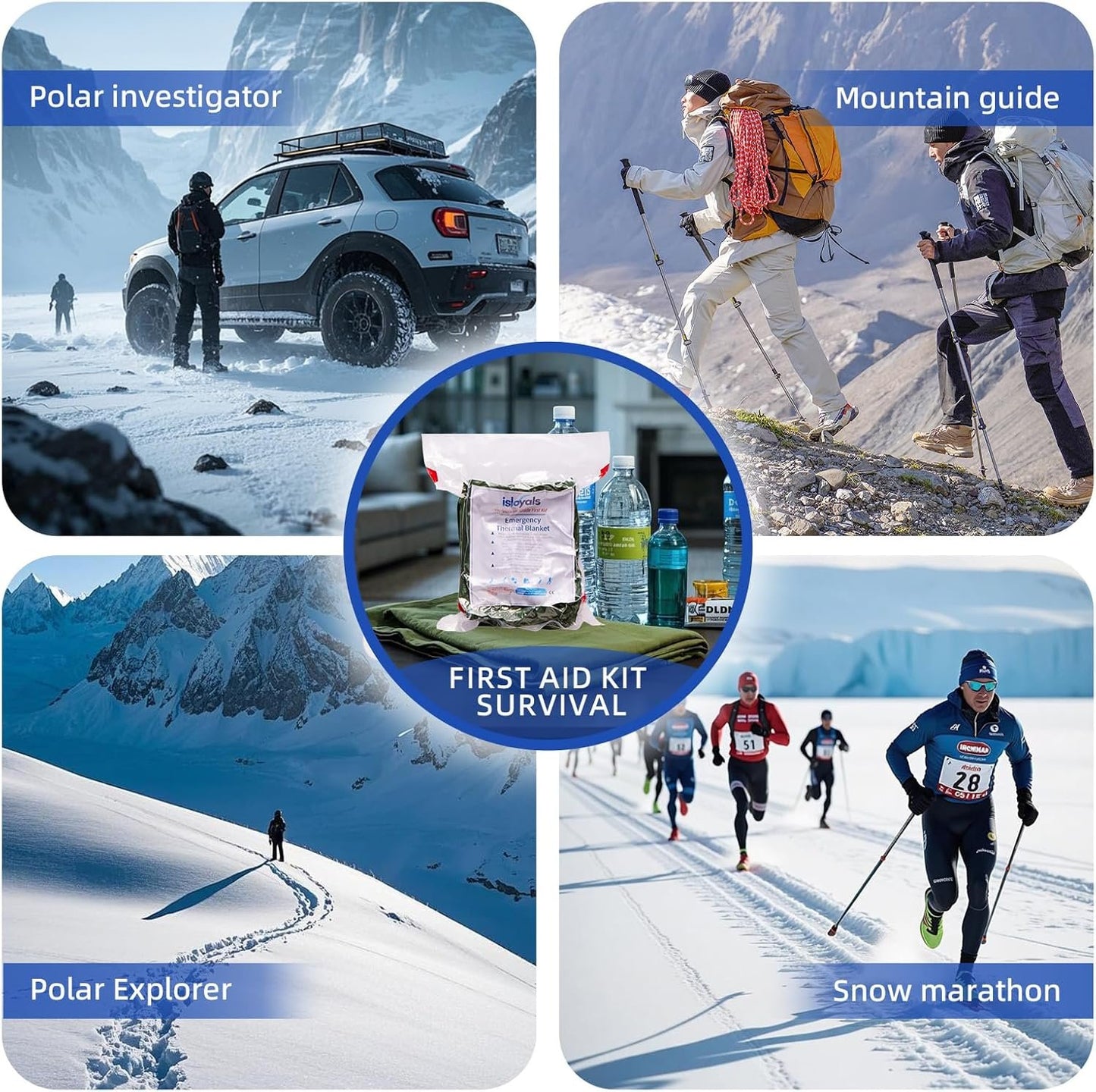 ISLOYALS Emergency Blanket, Heavy Duty Survival Blanket, 3-Layer 95% Heat Reflective Emergency Blanket, Waterproof, Windproof, Tear-Resistant, Infrared Blocked Blankets for Rescue Camping Hiking