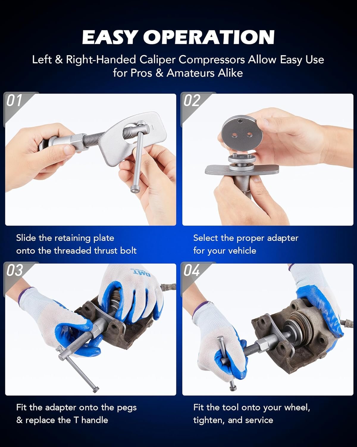 Orion Motor Tech 32pc Dual Brake Tools, 2 in 1 Caliper Compression Tool and Drum Brake Tool Kit, Brake Caliper Tool Kit and Drum Brake Tool with Brake Spring Tool Compressor Pliers Installer Remover