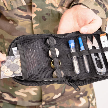 Military Survival Sewing Kit With Buttons for Men or Women - Small Repair Tools in Durable Nylon Case With Zipper Closure for Home, Outdoor, and Travel