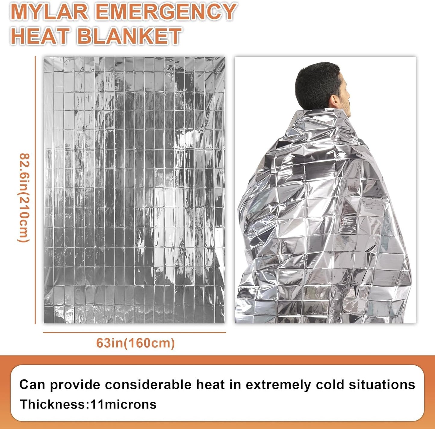 Oture Emergency Space Blankets, 6 Pack Survival Thermal Blanket, Mylar Thermal Survival Blankets Emergency Foil Blanket for Keeping Body Warm,Ourdoor, Hiking, Camping Gear, Travelling