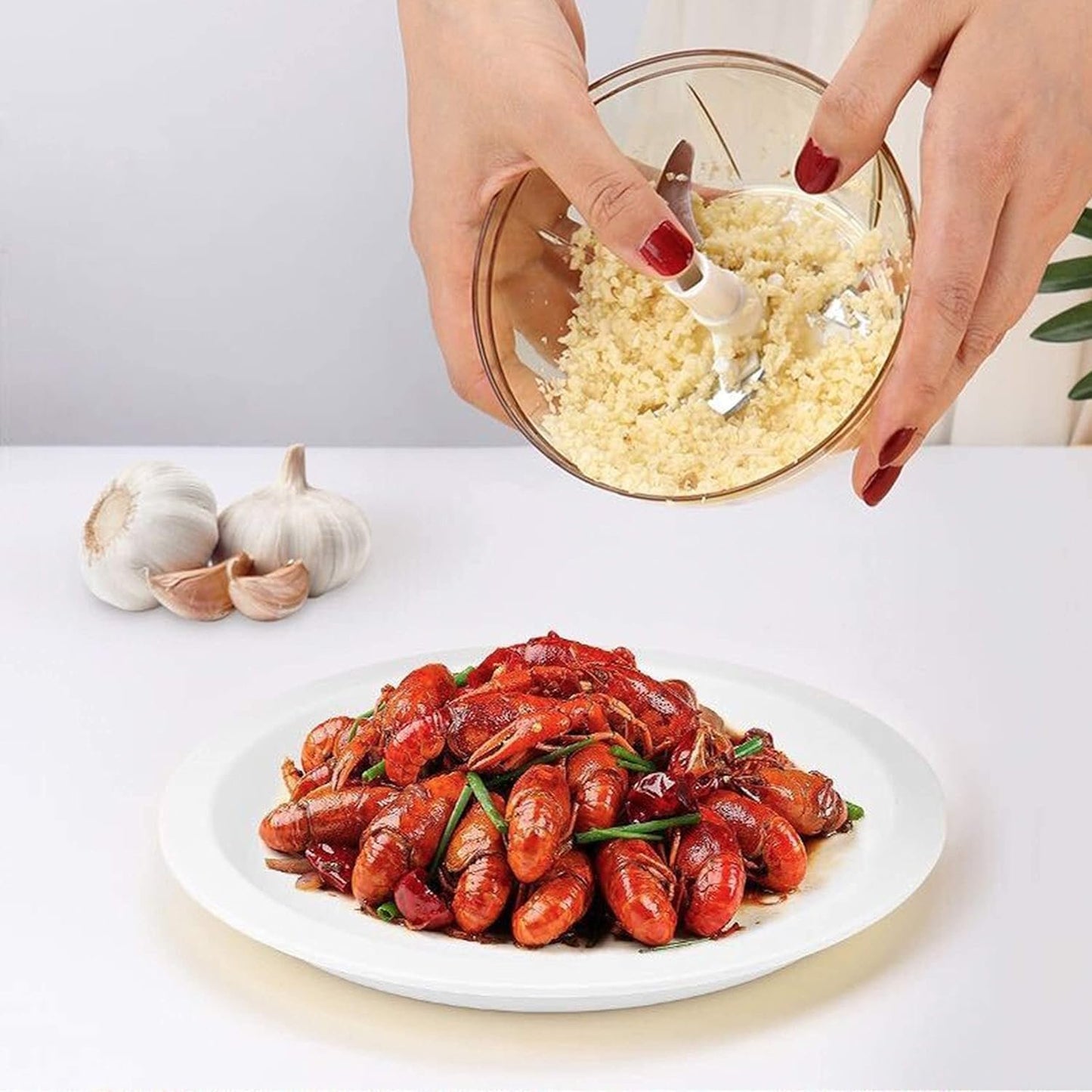 HfGrey - Stainless Steel Hand Held Vegetable Chopper, Multi Purpose Manual Food Chopper - Onion Chopper - Garlic Chopper - Nut Chopper - Veggie Chopper dicer, Hand Pull Manual Food Processor