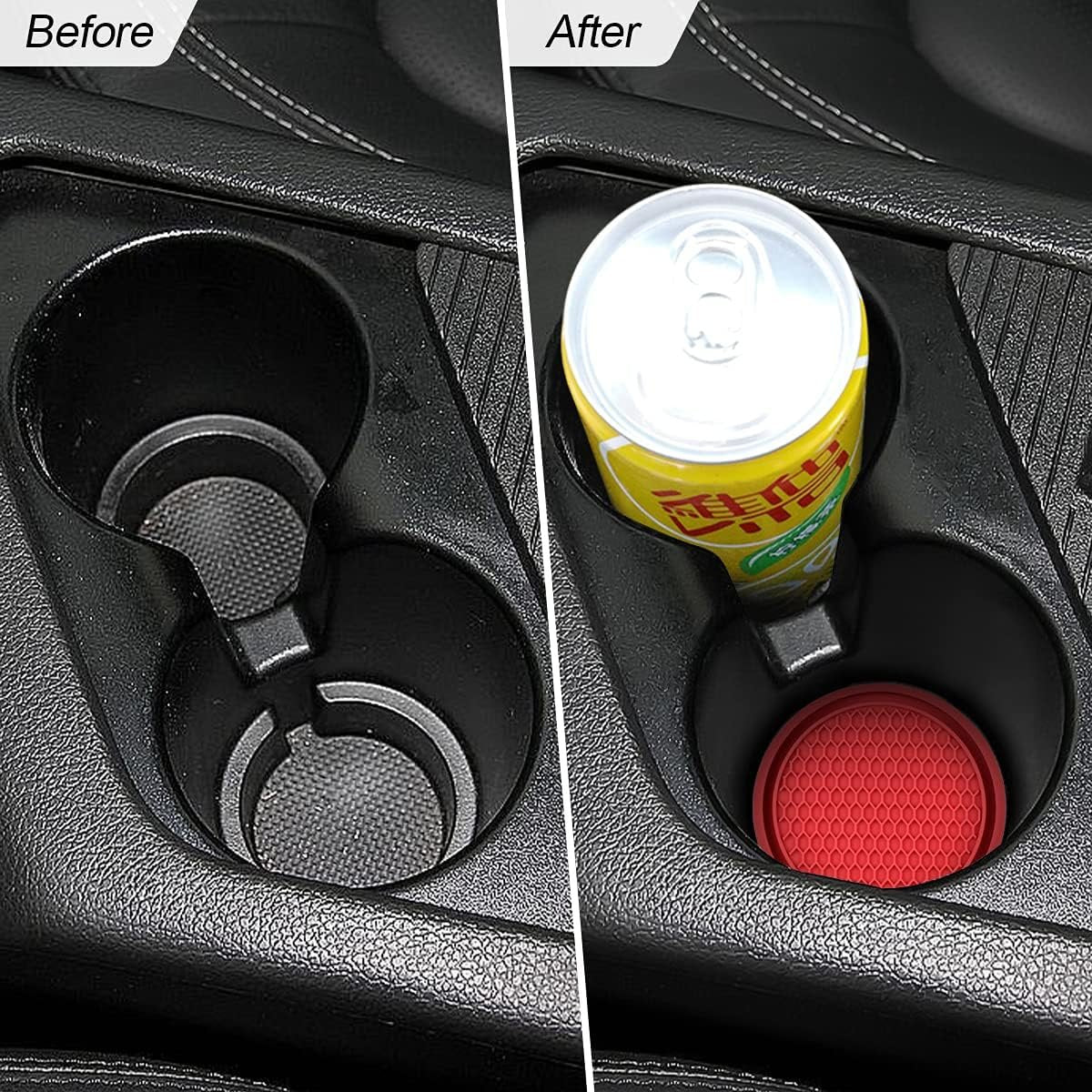 Car Cup Holder Coaster, 4 Pack 2.75 Inch Diameter Non-Slip Universal Insert Coaster, Durable, Suitable for Most Car Interior, Car Accessory for Women and Men (red)