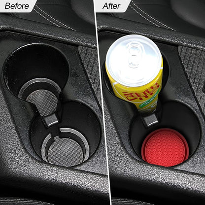 Car Cup Holder Coaster, 4 Pack 2.75 Inch Diameter Non-Slip Universal Insert Coaster, Durable, Suitable for Most Car Interior, Car Accessory for Women and Men (red)