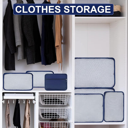 ShawFly Suitcase Organizer Packing Cubes, 7 Pieces Travel Cubes for Suitcase Lightweight Luggage Packing Organizer Essential Travel Bags for Travel Accessories (Blue)