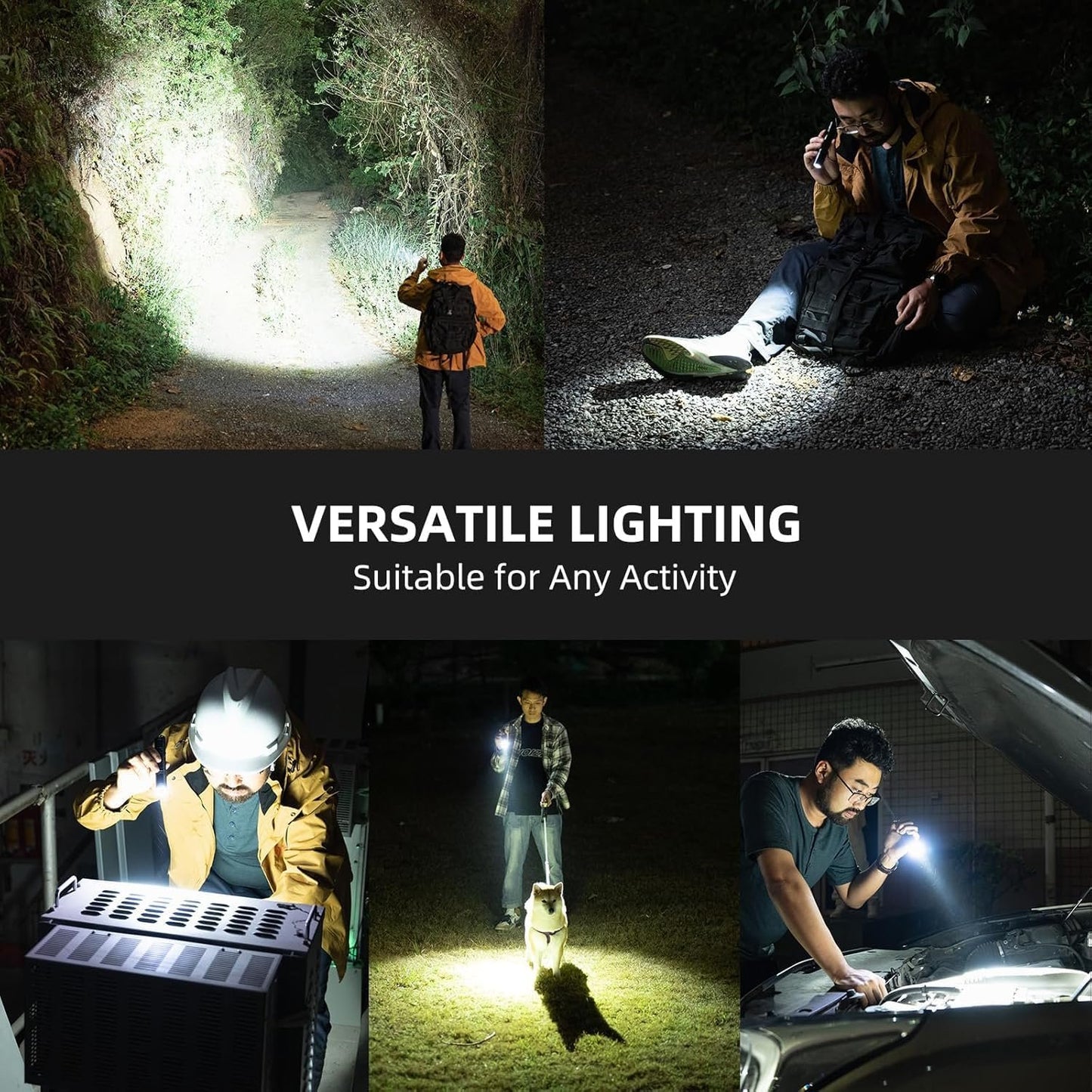 WUBEN L50 Rechargeable Flashlights 1200 High Lumens, LED Tactical Flashlight Super Bright, IP68 Waterproof Flash Light with 5 Modes, Lampe de Poche for Outdoor, Emergency, Camping, Hiking, Home