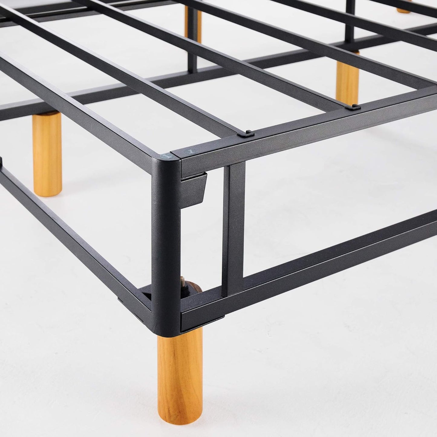 Zinus Justina Double Ensemble Bed Base Frame | Good Design Award Winner | Quick Snap Standing Platform Bed Strong Metal Frame - Beige
