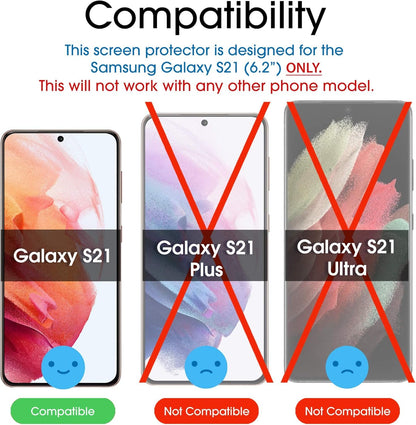 amFilm (2 Pack) Screen Protector for Samsung Galaxy S21 (6.2 Inch), Case Friendly (Easy Install) Hybrid Film Compatible with Fingerprint Sensor (2021)