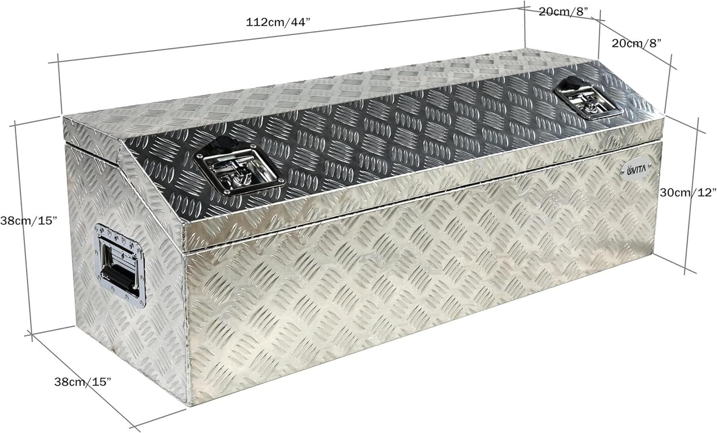 Inspirer Studio Aluminum Heavy Duty Pick Up ATV Trailer Tool Box with Lock (44''x15''x15'' Silver)