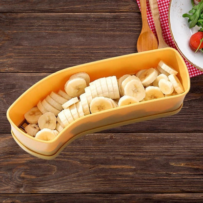 yuksok Banana Slicer Cucumber Fruit Cutter Kitchen Tool 10.4x3x2.8inch for Quick Meal Prep Detachable Base Multifunctional Portable, Yellow