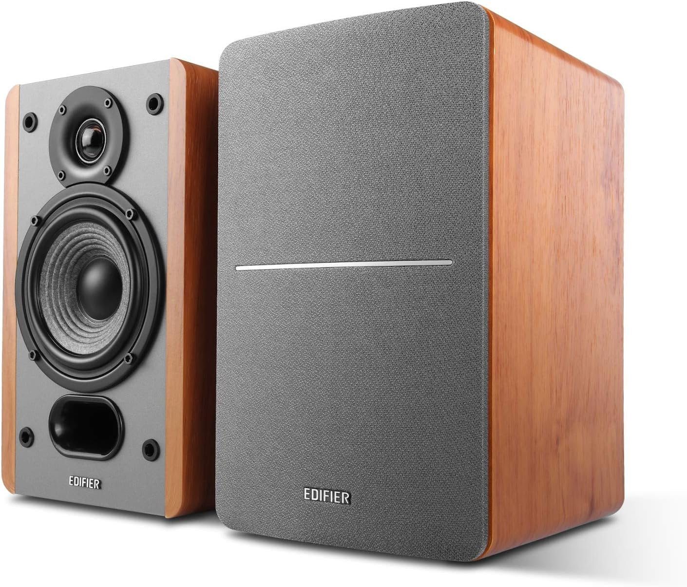 Edifier P12 Passive Bookshelf Speakers - 2-Way Speakers with Built-in Wall-Mount Bracket - Wood Color - Pair - Needs Amplifier or Receiver to Operate
