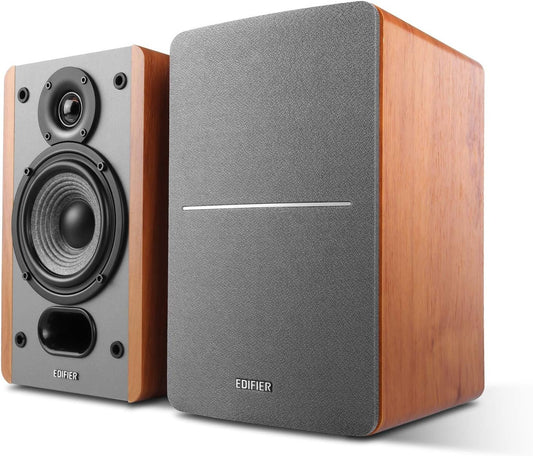 Edifier P12 Passive Bookshelf Speakers - 2-Way Speakers with Built-in Wall-Mount Bracket - Wood Color - Pair - Needs Amplifier or Receiver to Operate