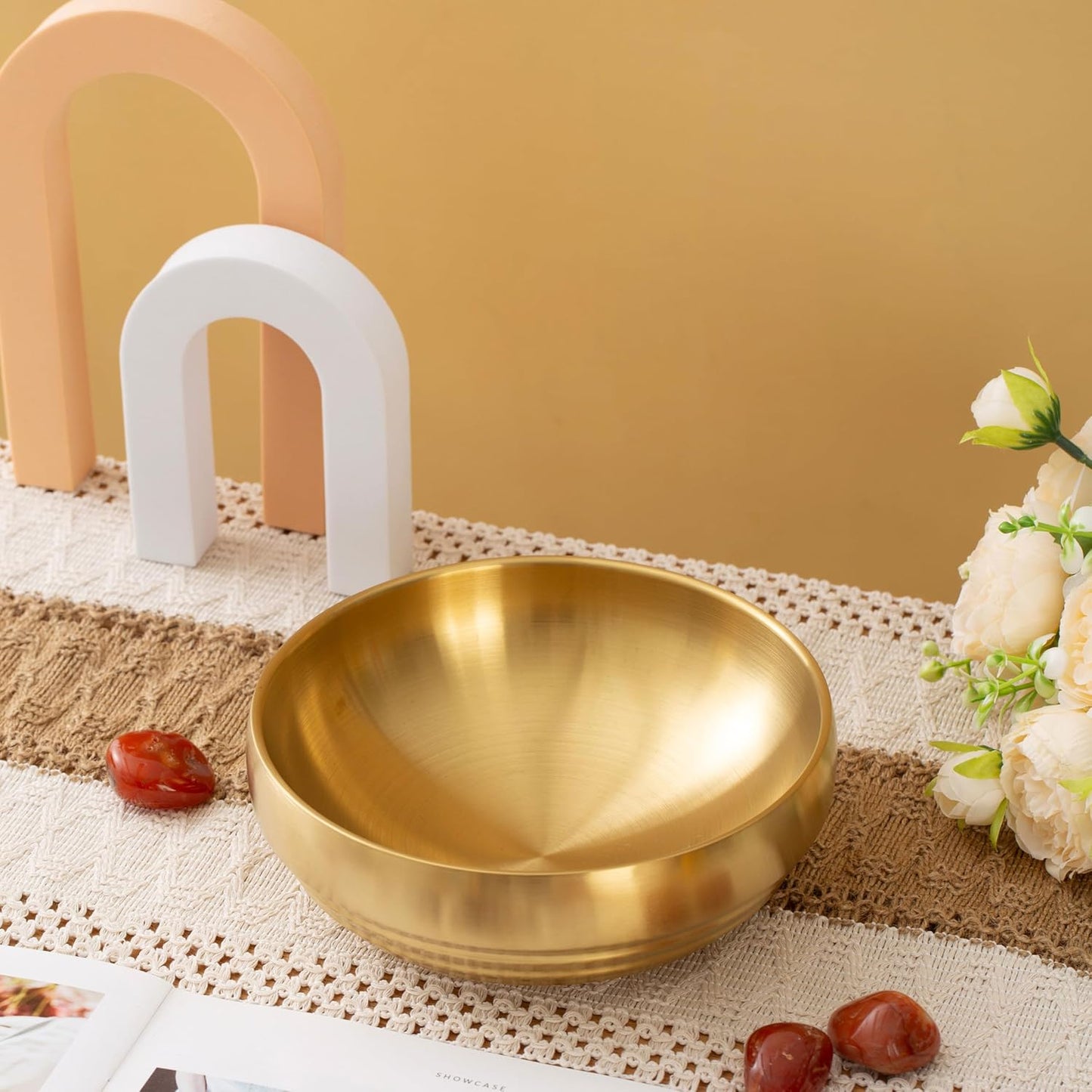 CM CHIC MONDAY Large Decorative Key Bowl - Entryway Table Key Holder, Home Decor Catch All (Gold)