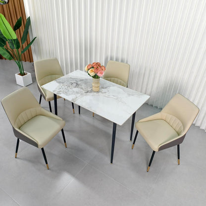 Wisfor Kitchen Dining Table Rectangular: 48 x 28 Inch Modern Sintered Stone Marble Effect Table Top with Tapered Metal Legs 4 Seat Breakfast Table for Dining Room, Restaurant, Living Room Furniture