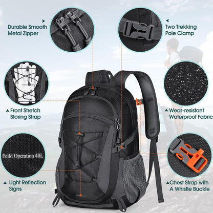 40L Hiking Backpacks, Packable Travel Backpack, Water Resistant Lightweight Foldable Daypack for Outdoor Hiking Climbing
