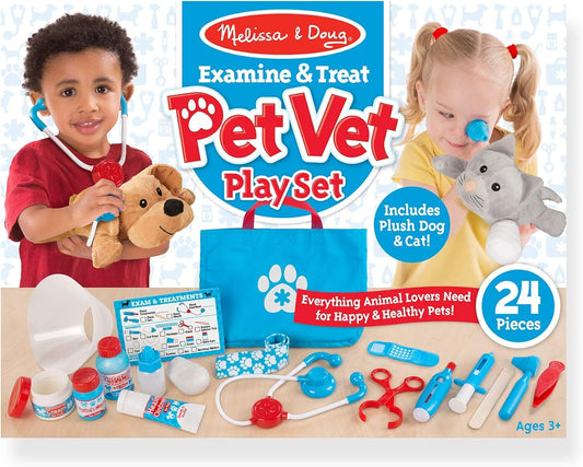 Melissa & Doug Examine and Treat Pet Vet Play Set (24 pcs) | Kids Veterinary Play Set, Veterinarian Kit For Kids, Pretend Play Doctor Set For Kids Ages 3+