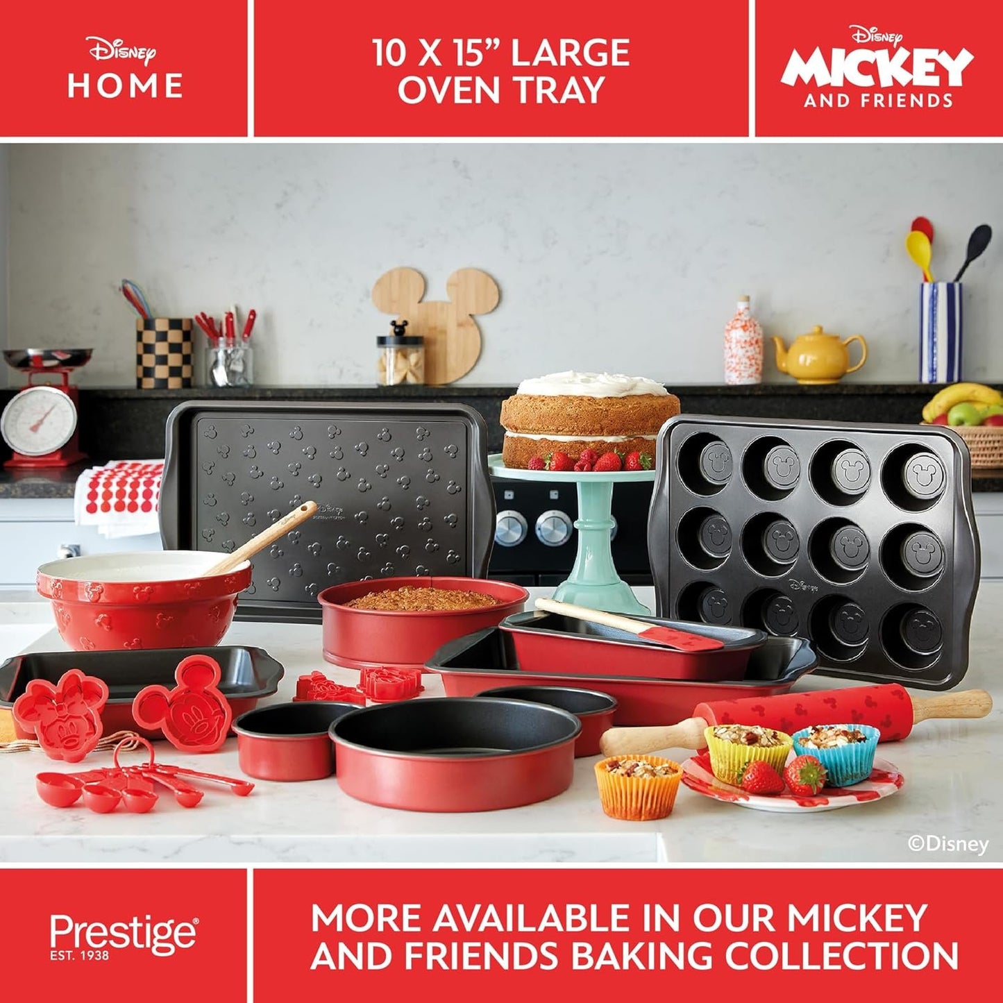 Prestige x Disney - Nonstick Baking Sheet with Embossed Mickey Logo (25 x 38cm/10 x 15in)