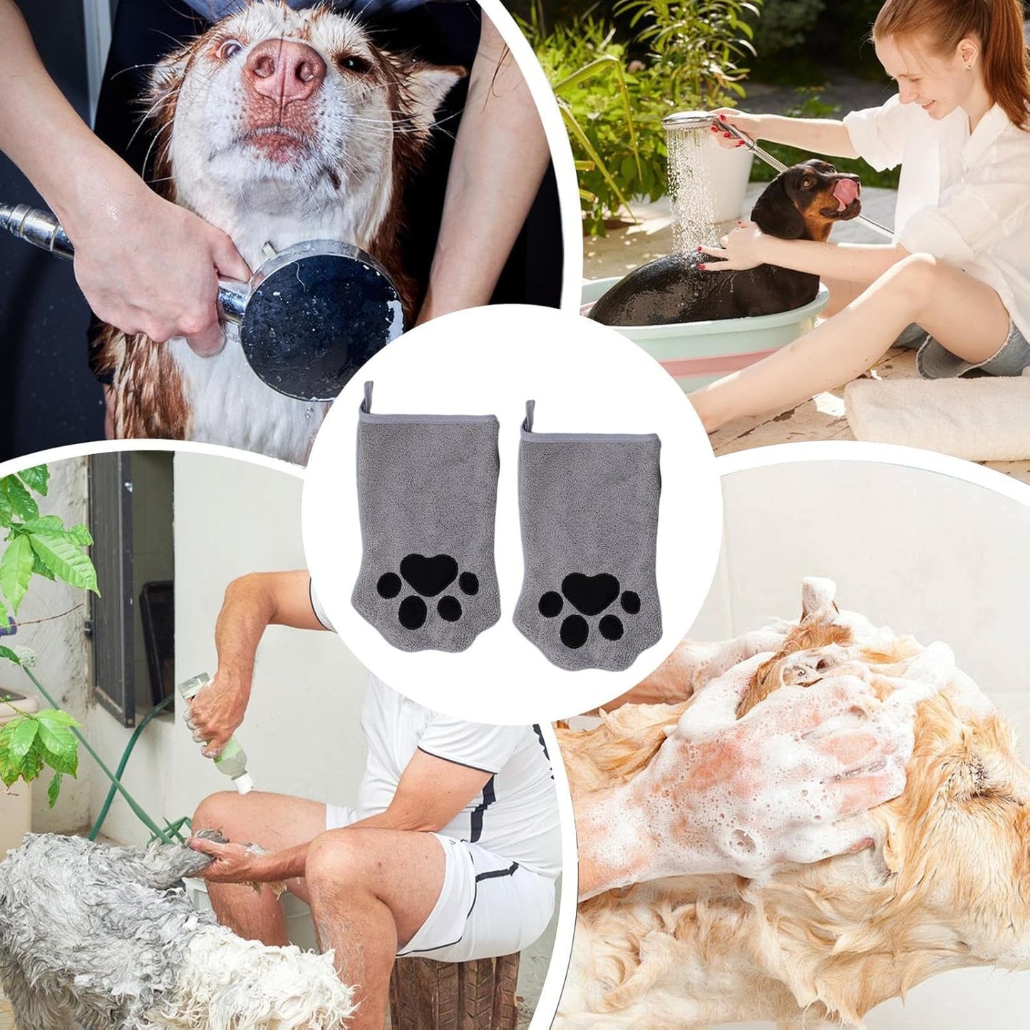Nuyhgtr Grooming Gloves Cats, 2X Double-Sided Cat Grooming Glove, Quick Drying Bath Towel Pet Care Tool, Ideal for Long-Haired Feline, Daily Cleaning, Travel, Home, Bathroom, Outings