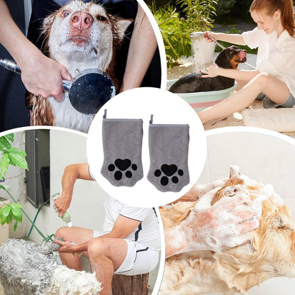 Nuyhgtr Grooming Gloves Cats, 2X Double-Sided Cat Grooming Glove, Quick Drying Bath Towel Pet Care Tool, Ideal for Long-Haired Feline, Daily Cleaning, Travel, Home, Bathroom, Outings