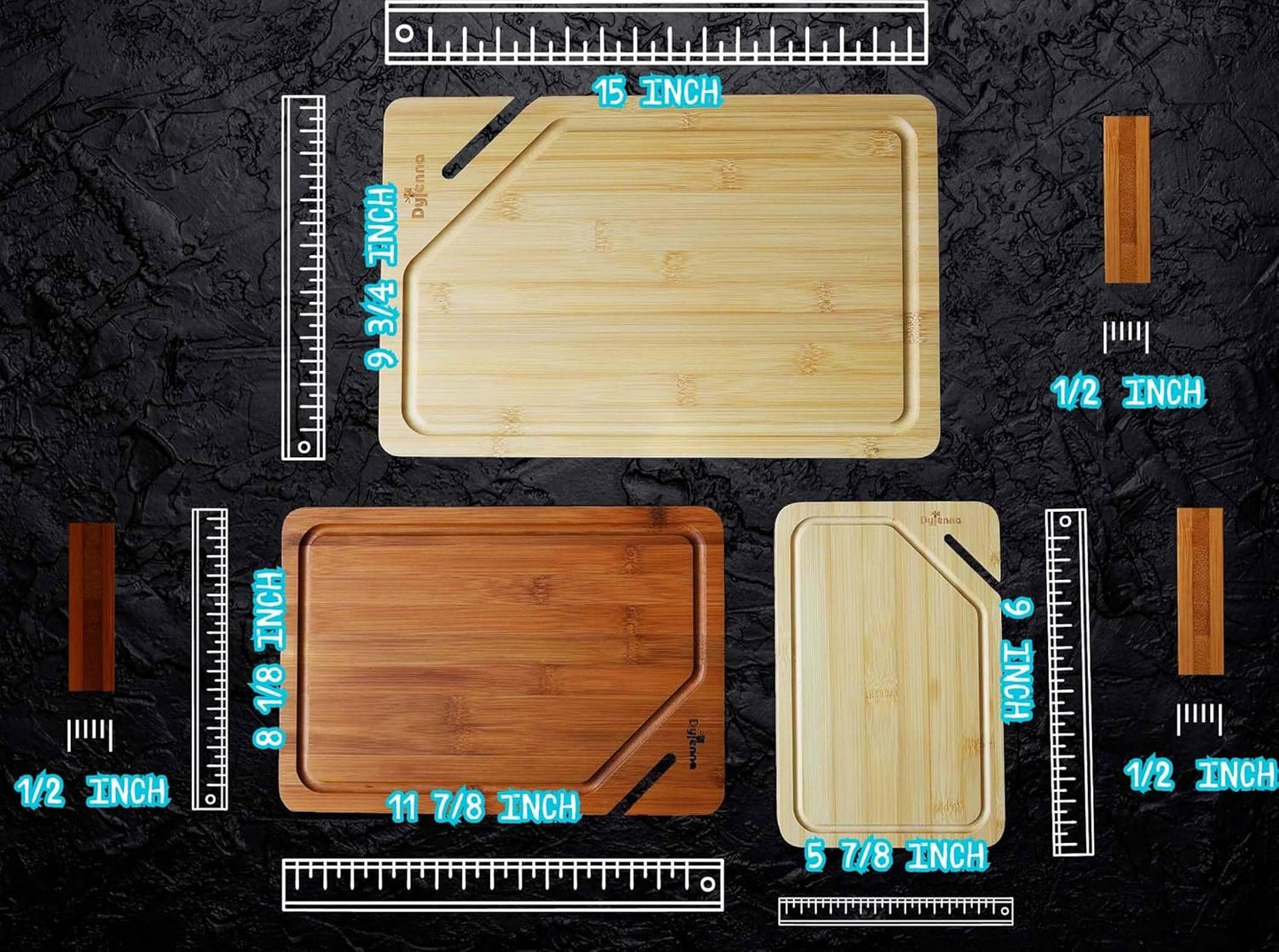 Bamboo Cutting Board Set by Dytenna – Premium Organic Bamboo Chopping Boards for Kitchen – Eco-Friendly & Durable Culinary Essentials – Includes 3 Sizes for Versatile Meal Prep