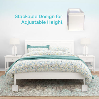 Regal Risers - Bed Risers, Set of 4, Stackable 5cm (2") high - Stylish, Modern Furniture Risers with Non-Scratch, Non-Slip Base - Extra Sturdy for Couch, Chair, Table and Beds (White)
